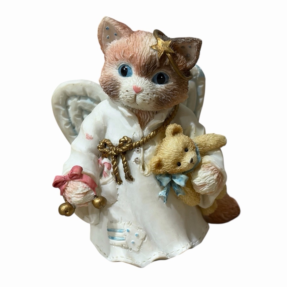 Vintage 1995 Enesco Calico Kittens Angel Hark a Herald Angel #144193